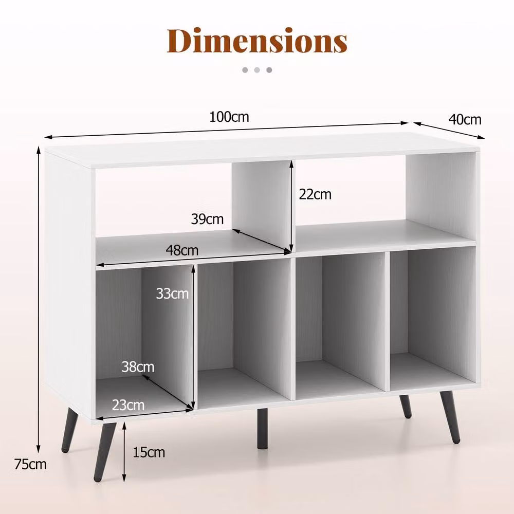 Costway 3-Tier Record Player Stand with Vinyl Storage Shelves in White – 2
