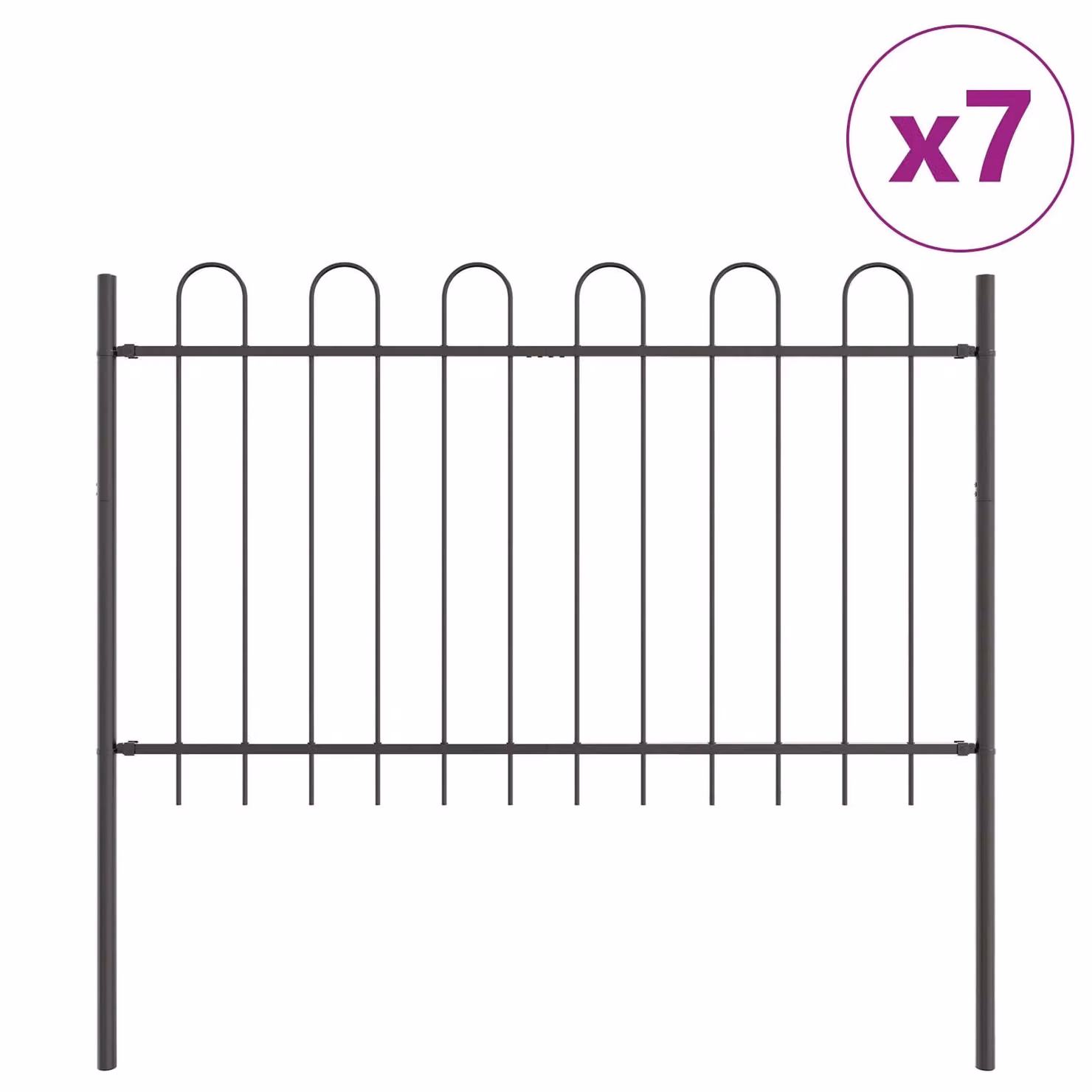 Berkfield Home Grey Steel Hoop Top Garden Fence – 2