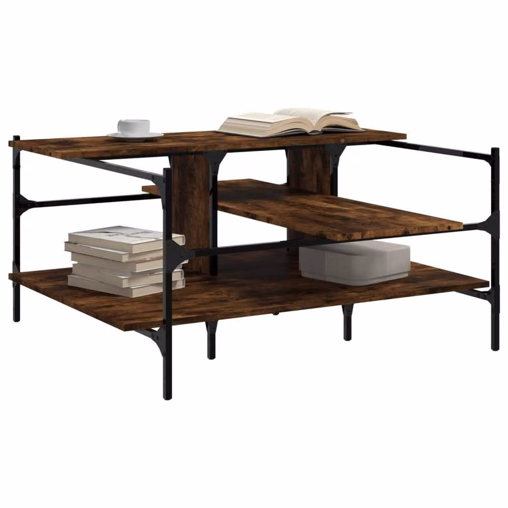 Berkfield Home Smoked Oak Coffee Table in Brown, W: 100 cm, D: 100 cm, H: 48.5 cm – 3