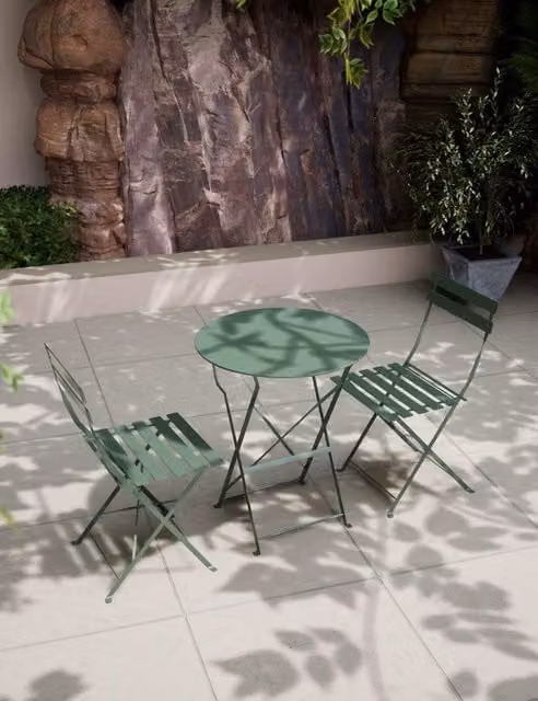 Royalcraft Padstow Folding 2 Seater Bistro Set in Green Metal