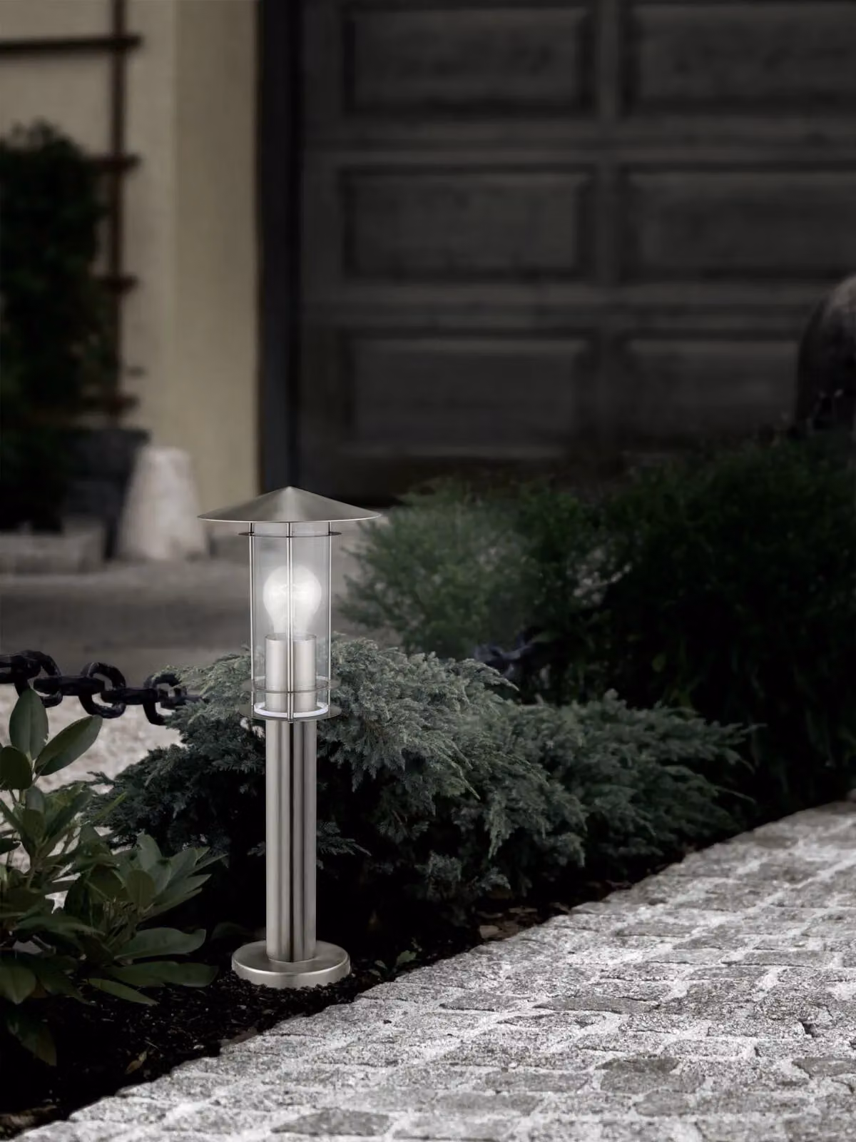 Loops Silver Stainless Steel IP44 Outdoor Bollard Light, Height: 50 cm – 2