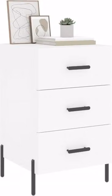 Berkfield Home Modern White Bedside Cabinet W/D/H: 40 x 40 x 66 cm – 1