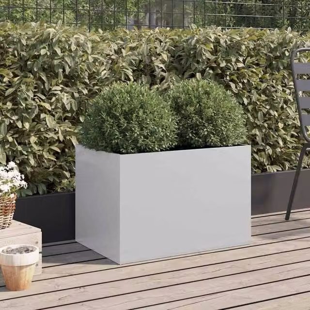 Berkfield Home Galvanised Steel Planter Tub, Silver, W: 62 cm, D: 40 cm, H: 39 cm