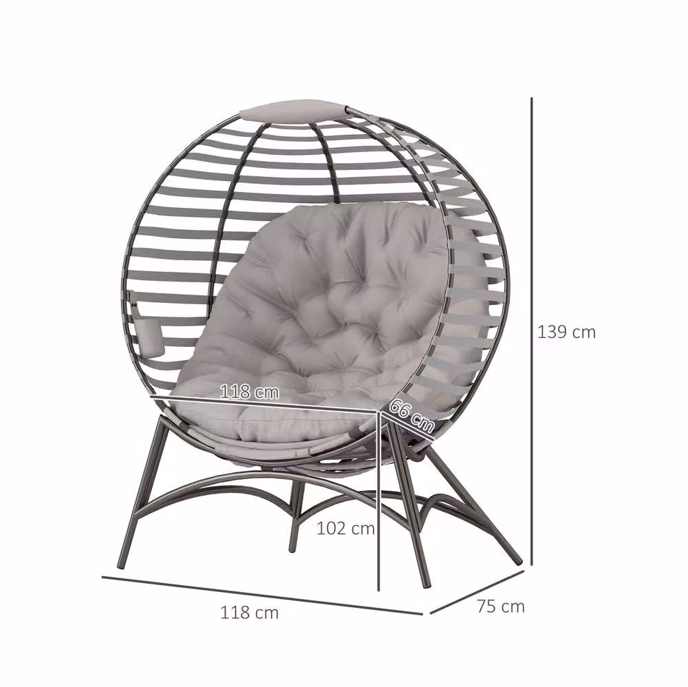 STILVORA Egg Chair with Cushion and Side Pocket in Grey – 4
