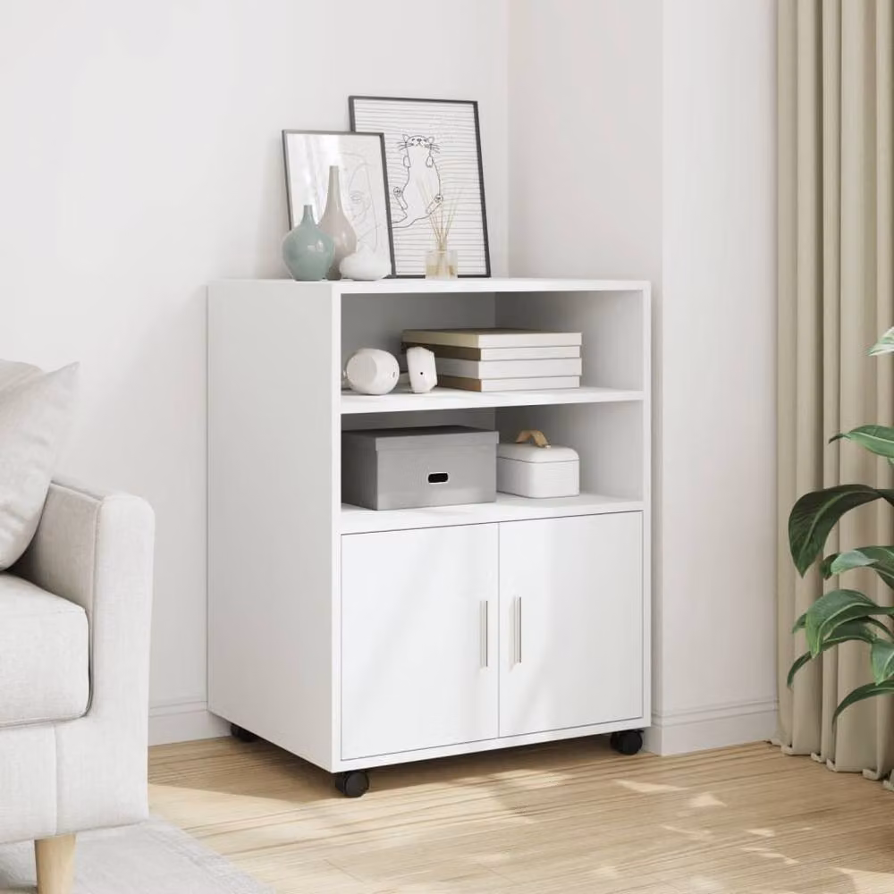 Berkfield Home Rolling Cabinet in White, W/D/H: 60 x 48 x 81 cm – 2