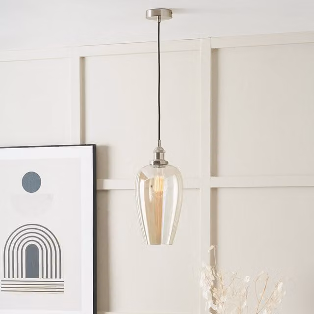 Pacific Lifestyle Classic Glass and Metal Suspended Pendant Light in Transparent