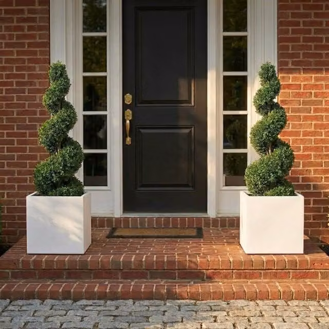 Set of 2 Idealist White Reinforced Stone Square Garden Planters, 40 cm, 65L