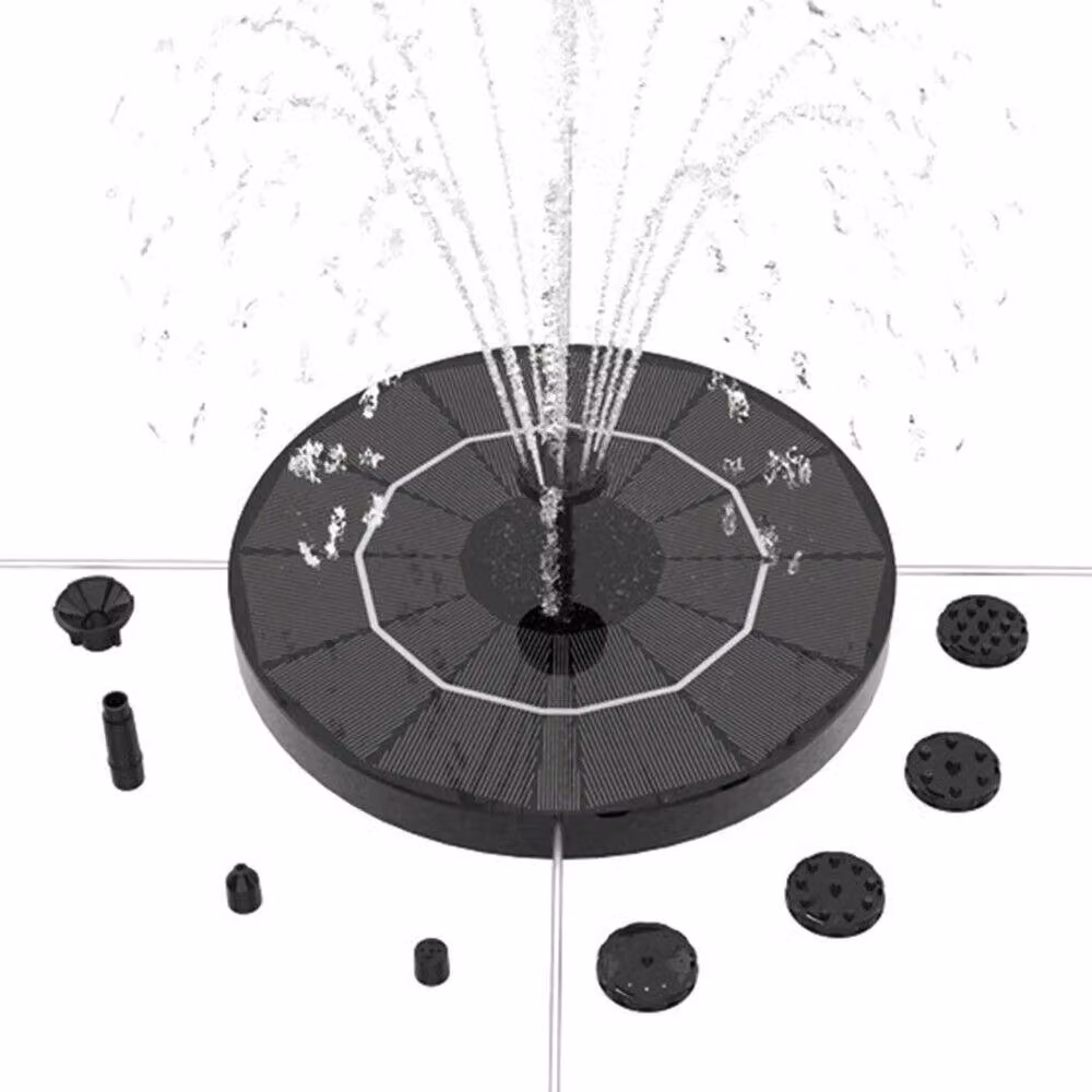 NESTLUNE Solar Powered Floating Water Fountain Pump, Black, W: 100 cm, D: 15 cm, H: 15 cm – 3