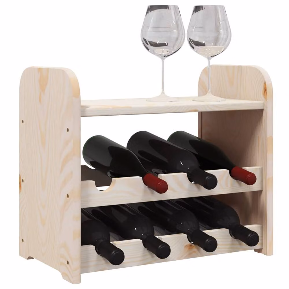Berkfield Home Rustic Solid Pine Wine Rack with Top Board in Natural, W/D/H: 43 x 25 x 37 cm – 4