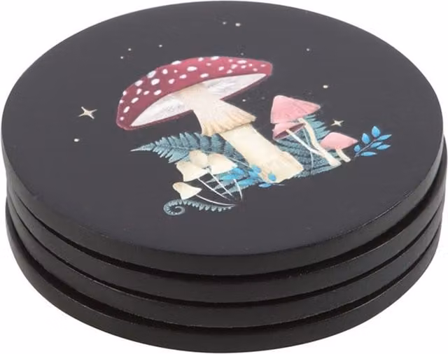 KDMK Mystical Forest Round Coaster Set in Multicolour and Yellow