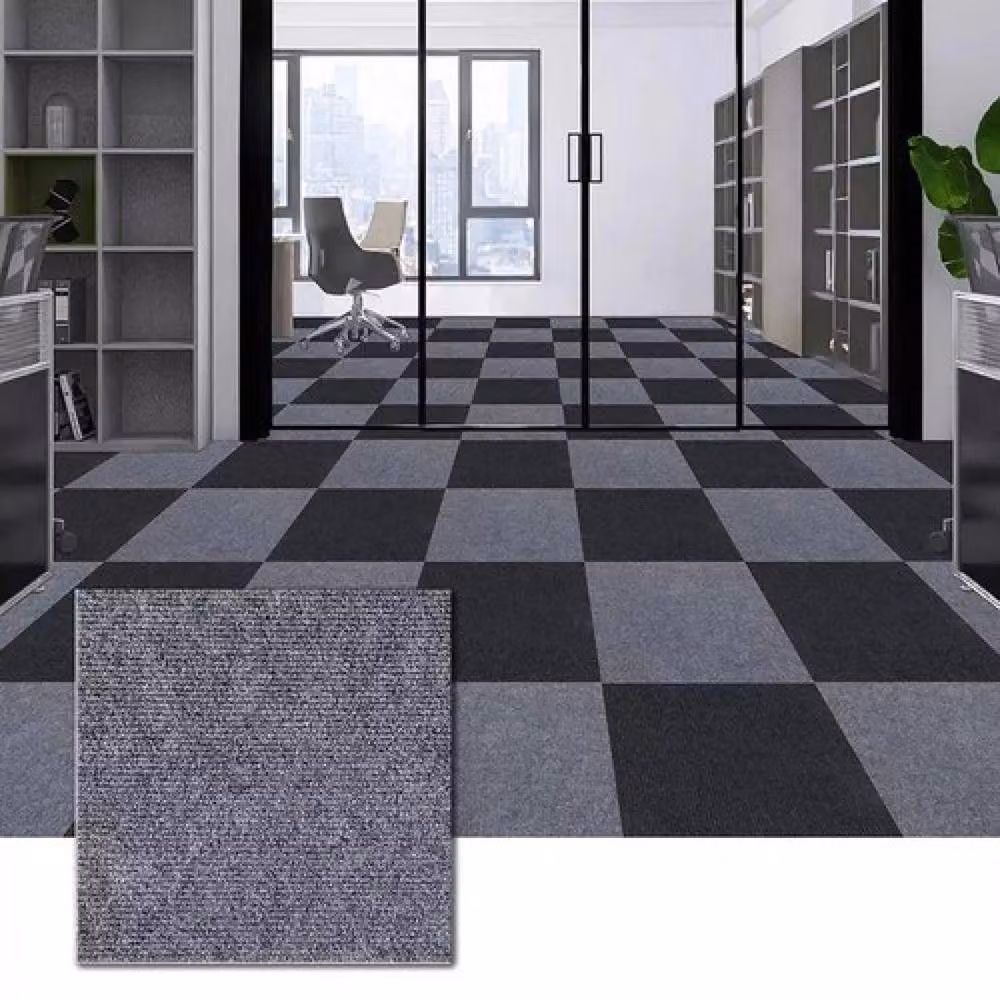 NESTLUNE Grey Modern Plain Carpet Tiles, 5m2 Box (20 Tiles) – 5