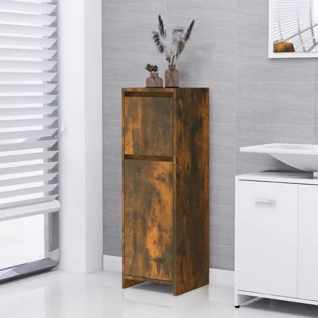 Berkfield Home Smoked Oak Bathroom Cabinet, Brown, W/D/H: 30 x 30 x 95 cm – 1