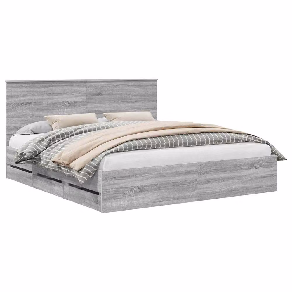 Berkfield Home Modern Bed Frame with Drawers in Grey Sonoma, Engineered Wood, 180 x 200 cm – 2