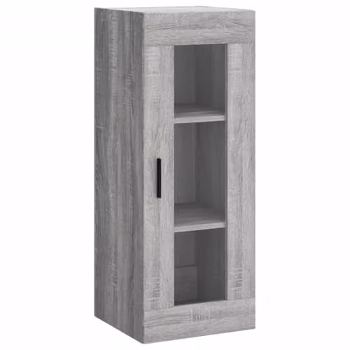 vidaXL Wall Mounted Cabinet in Grey with Glass Doors, W/D/H: 34.5 x 34 x 90 cm – 1