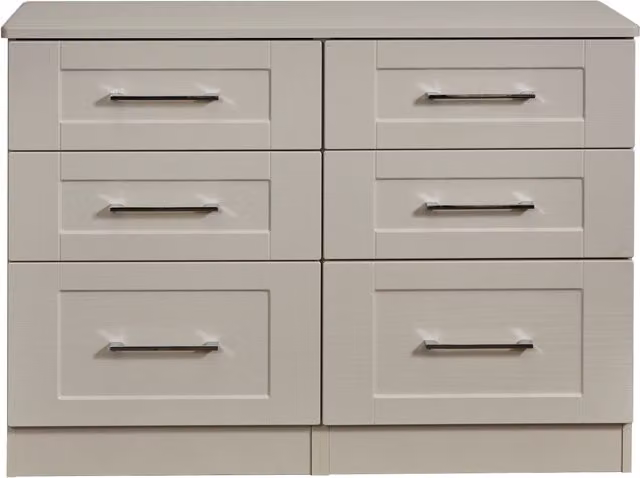 2 U Ripon Ready Assembled 6 Drawer Wide Chest in Taupe
