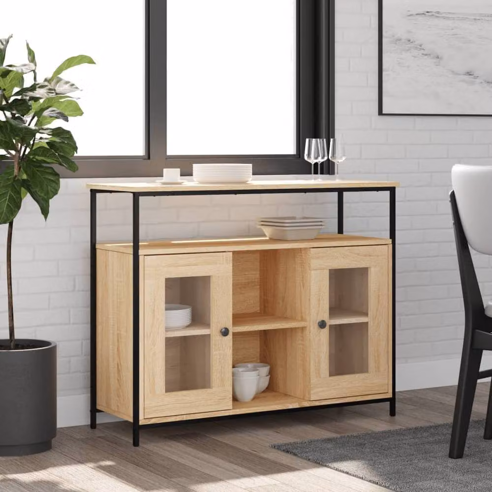 Berkfield Home Sonoma Oak Sideboard in Brown, W/D/H: 100 x 35 x 80 cm – 2