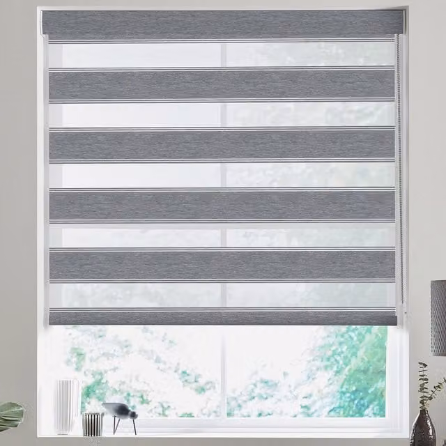 Terrys Plain Grey Day and Night Textile Blind