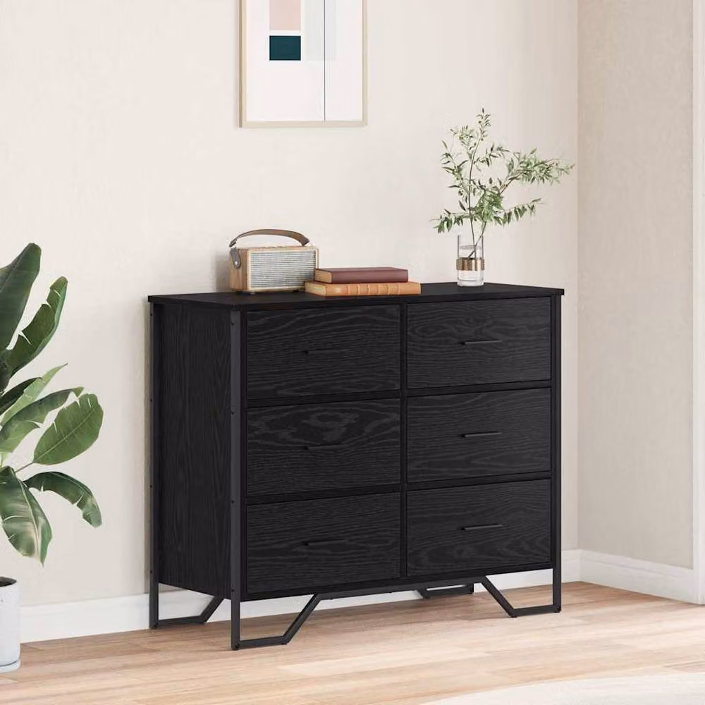 Berkfield Home Black Oak Chest of Drawers, W: 91 cm, D: 35.5 cm, H: 74.5 cm – 2