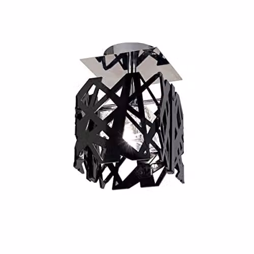 Netlighting Inspired Mantra Fusion Tokio Square Ceiling Light, G9, Gloss Black and Polished Chrome