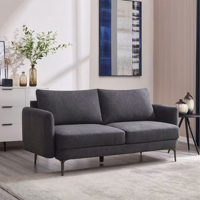 More4Homes Sofia Modern Scandi Style Fabric Sofa in Anthracite Grey, W/D/H: 185 x 86 x 77 cm