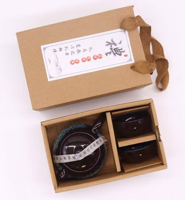 KDMK Black Ceramic Teapot and 2 Cup Set