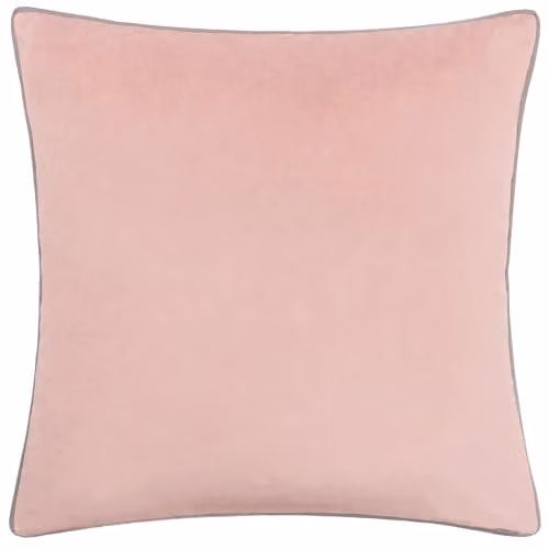 furn Meridian Velvet Piped Square Cushion in Pink and Grey, W/D/H: 45 x 45 x 45 cm