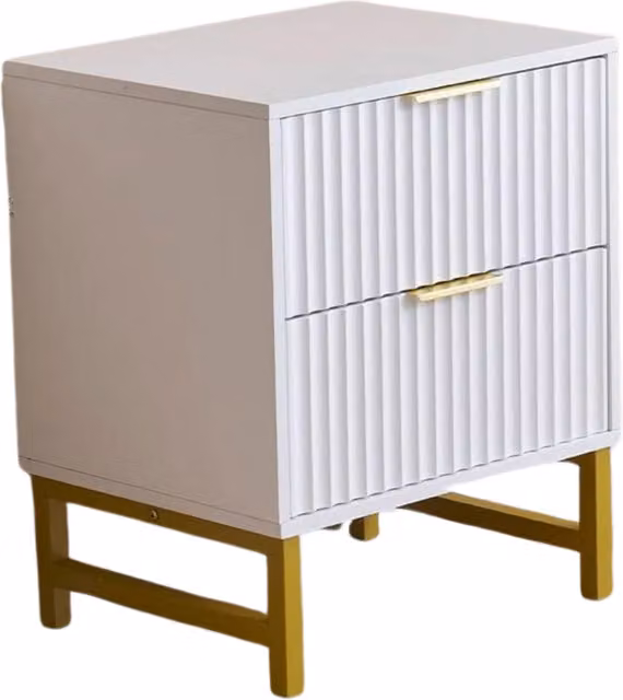 Kosy Koala Modern Geometric Glossy White and Gold Metal Bedside Table