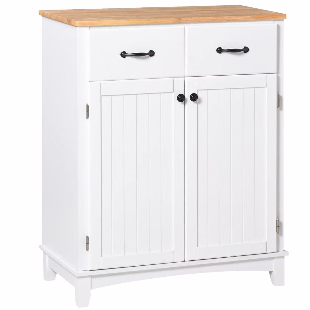 Wyld Haus Vamalu White Wooden Kitchen Cabinet with 2 Drawers and Adjustable Shelf, W/D/H: 74 x 40 x 94 cm – 2