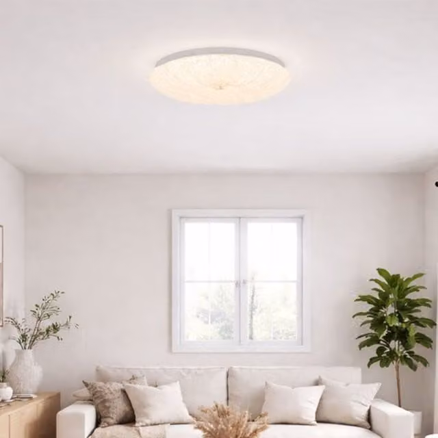 Lighting Collection Art Deco LED Round Flush Ceiling Light in Gold and Transparent Glass