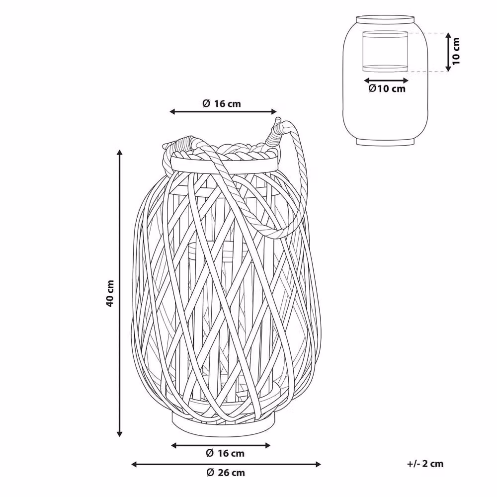 Wyld and Coco Nordic Boho Willow Lantern Black Woven Oval Candle Holder W: 40 cm, H: 26 cm – 3