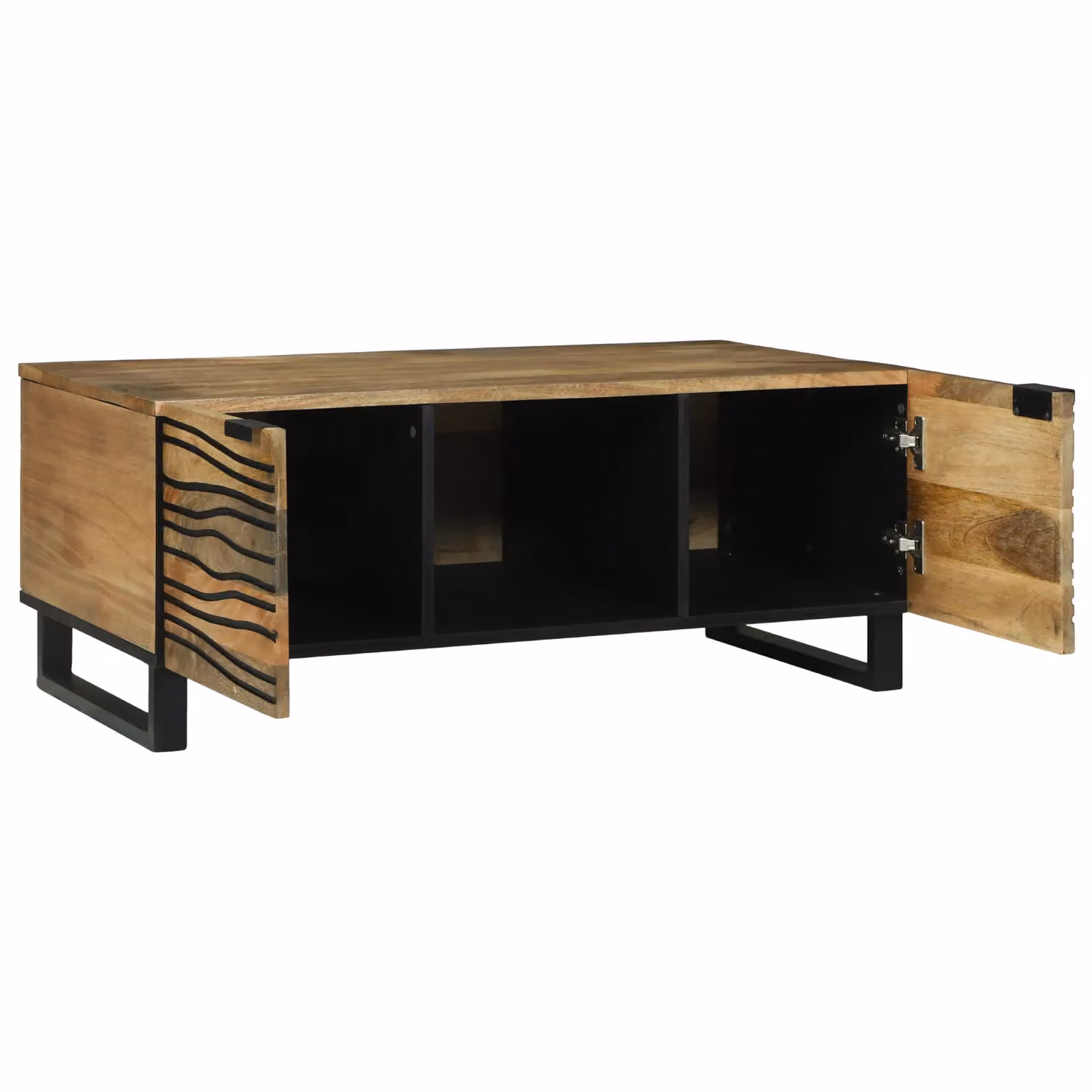 Berkfield Home Modern Rectangular Coffee Table in Brown Mango Wood and Black Metal, W: 100 cm, D: 54 cm, H: 40 cm – 2
