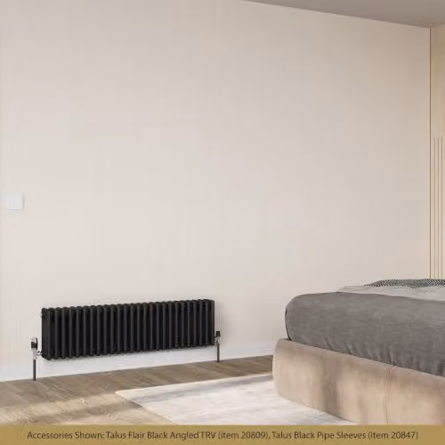 UK Radiators Alpha 4 Column Traditional Cast-Iron Style Steel Radiator, Black, W: 116.4 cm, H: 30.0 cm, D: 14.0 cm – 3