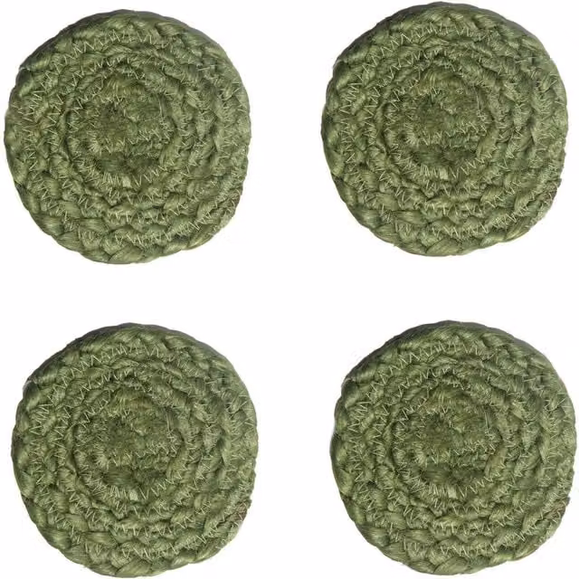 Esselle Ure Round Jute Rope Coasters, 4 Pack, Green