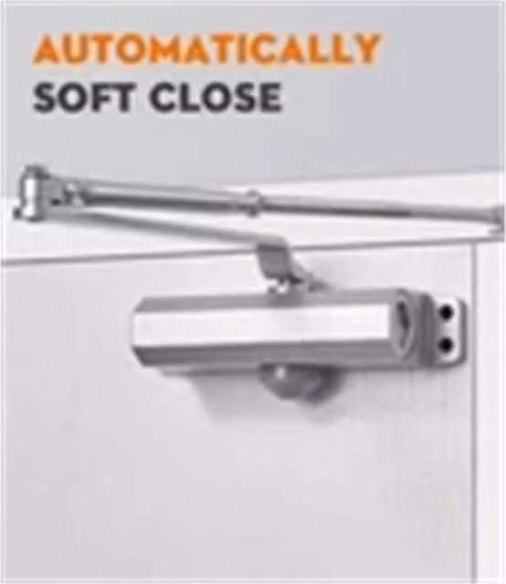 Nordara 5-Piece Fire Rated Aluminium Alloy Overhead Door Closer in Silver, W: 1000 mm, D: 400 mm