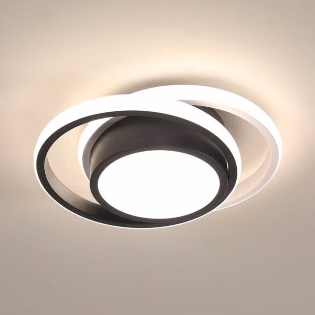 Goeco Modern Round LED Ceiling Light, Black, 32 W, 4500K
