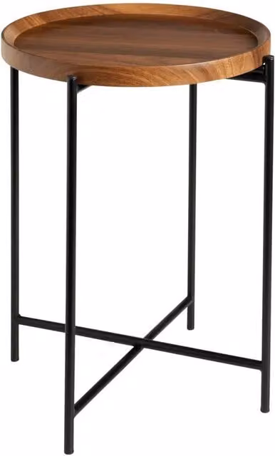 Havendro Walnut Finish Foldable Side Table with Tray Top in Brown – 1