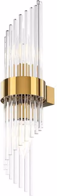 Netlighting Frame Modern Up & Down Wall Lamp in Gold/Brass with Transparent Glass Shades and 2 x E14 Sockets – 1