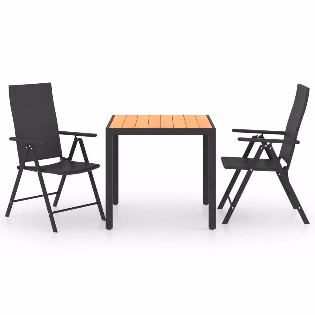 Berkfield Home 3 Piece Modern Garden Dining Set in Black and Brown – 2
