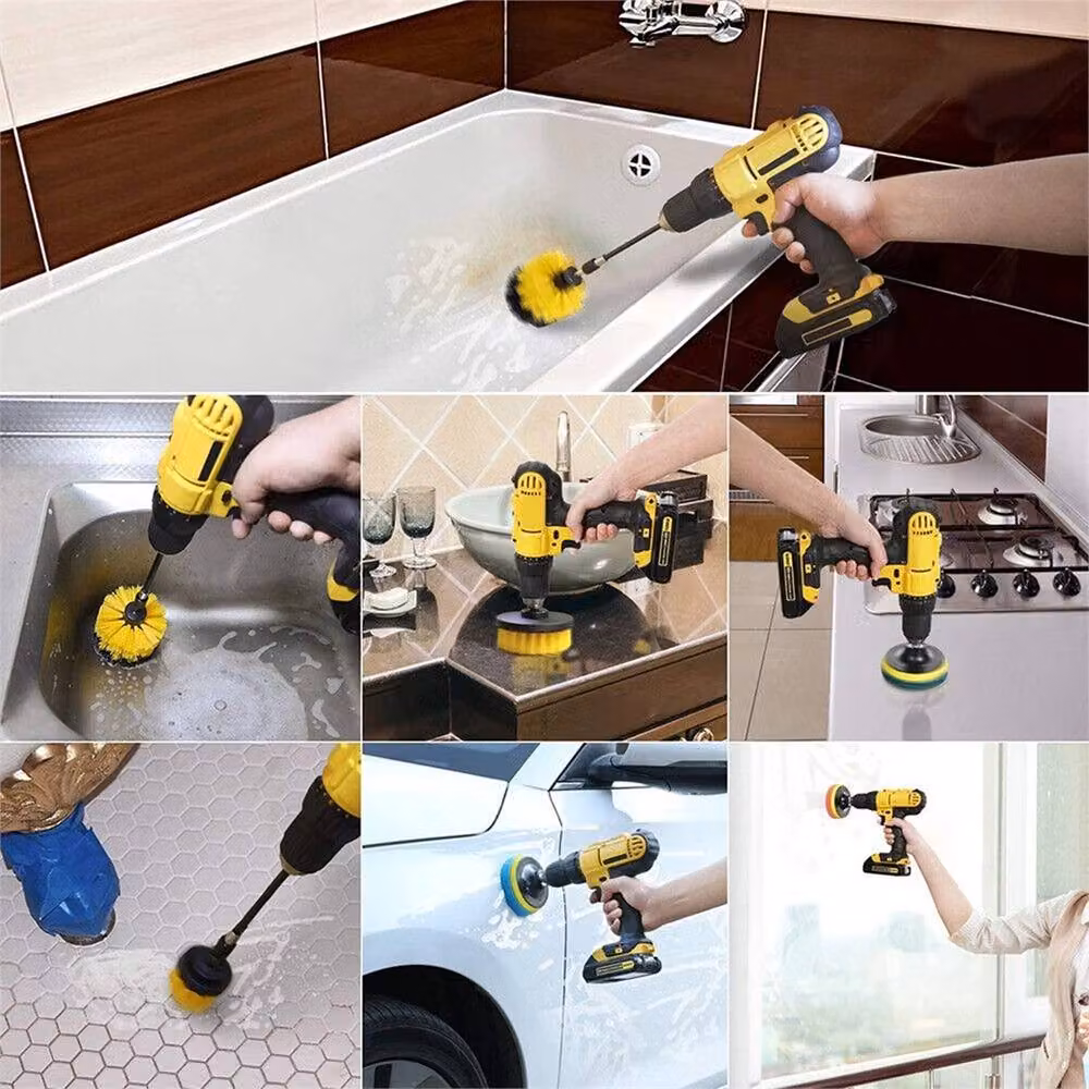 Nordara 22x Drill Cleaning Brush Set Attachment for Grout and Tile in Yellow – 3