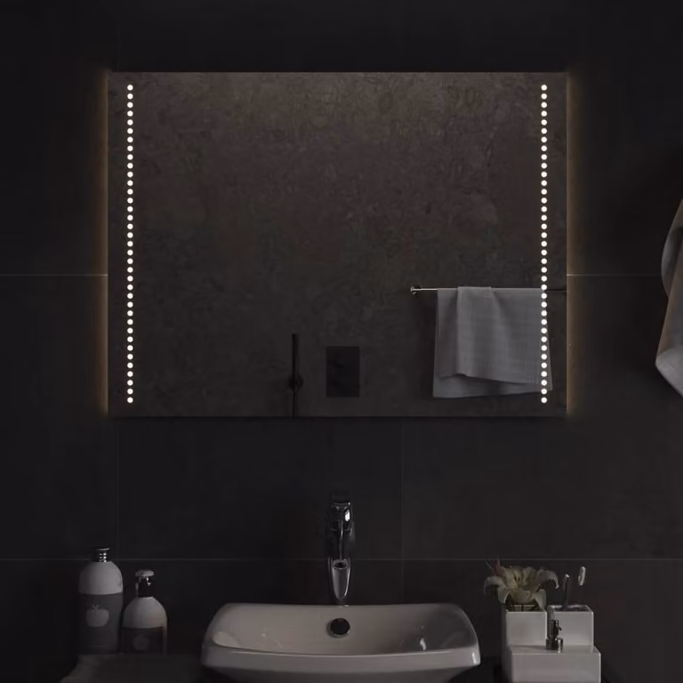 Berkfield Home LED Bathroom Mirror in Clear, W: 60 cm, H: 80 cm