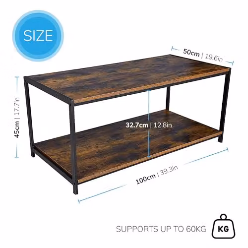 Direct Online Houseware House Of Home Coffee Table in Walnut Brown, W/D/H: 100 x 50 x 45 cm – 3