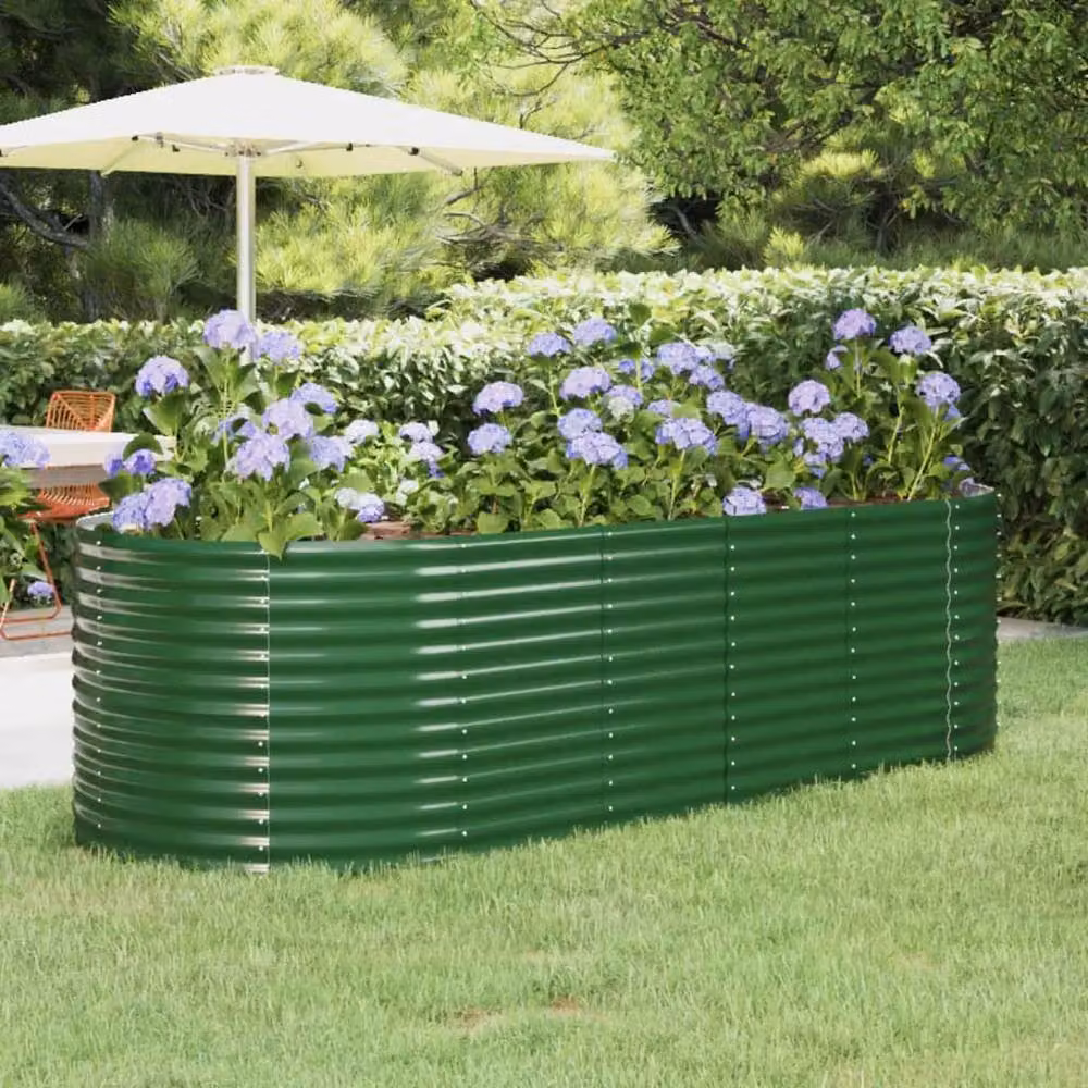 Berkfield Home Garden Powder-coated Steel Raised Bed in Green, W: 249 cm, D: 100 cm, H: 68 cm – 2