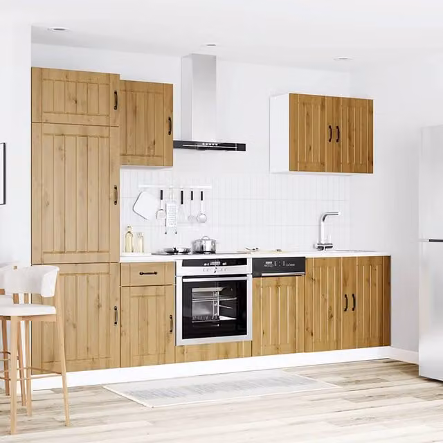 Berkfield Home Kalmar 7 Piece Kitchen Cabinet Set in Artisan Oak Brown Engineered Wood
