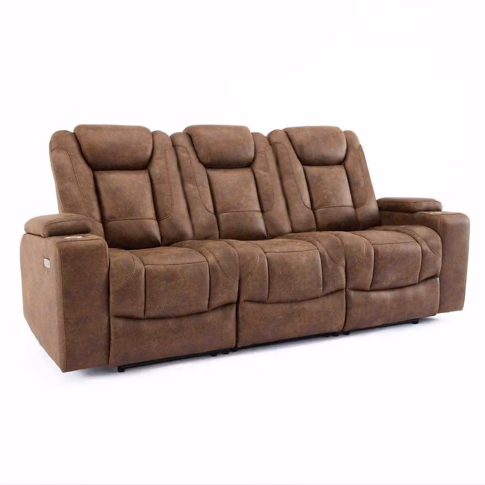 Furnishings For Less UK Juniper Brown Electric Recliner 3 + 2 Sofa Suite with USB Charging, Cup Holders and LED Lighting – 2