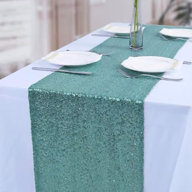 Neel Blue Glitter Sequin Table Runner, W/D/H: 27.94 x 274.32 x 27.94 cm – 1