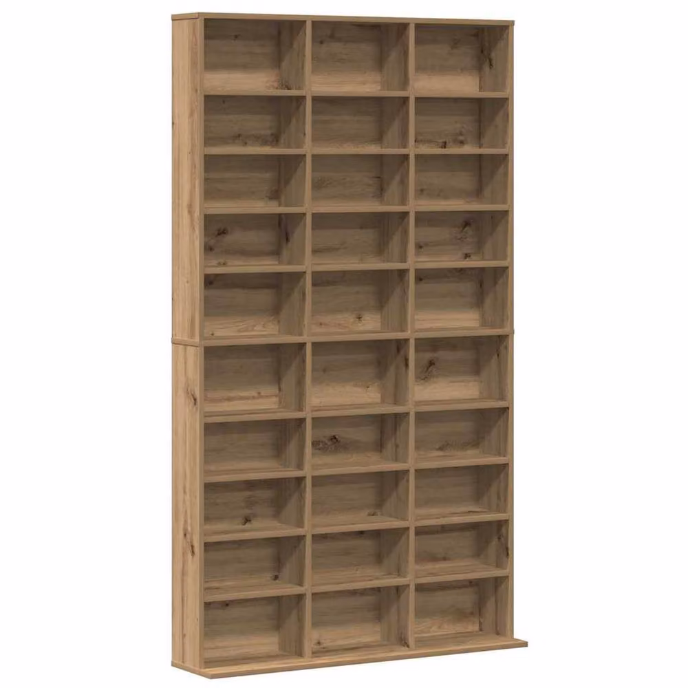 Berkfield Home Modern CD Cabinet in Artisan Oak, Beige, W/D/H: 101 x 23 x 177.5 cm – 3