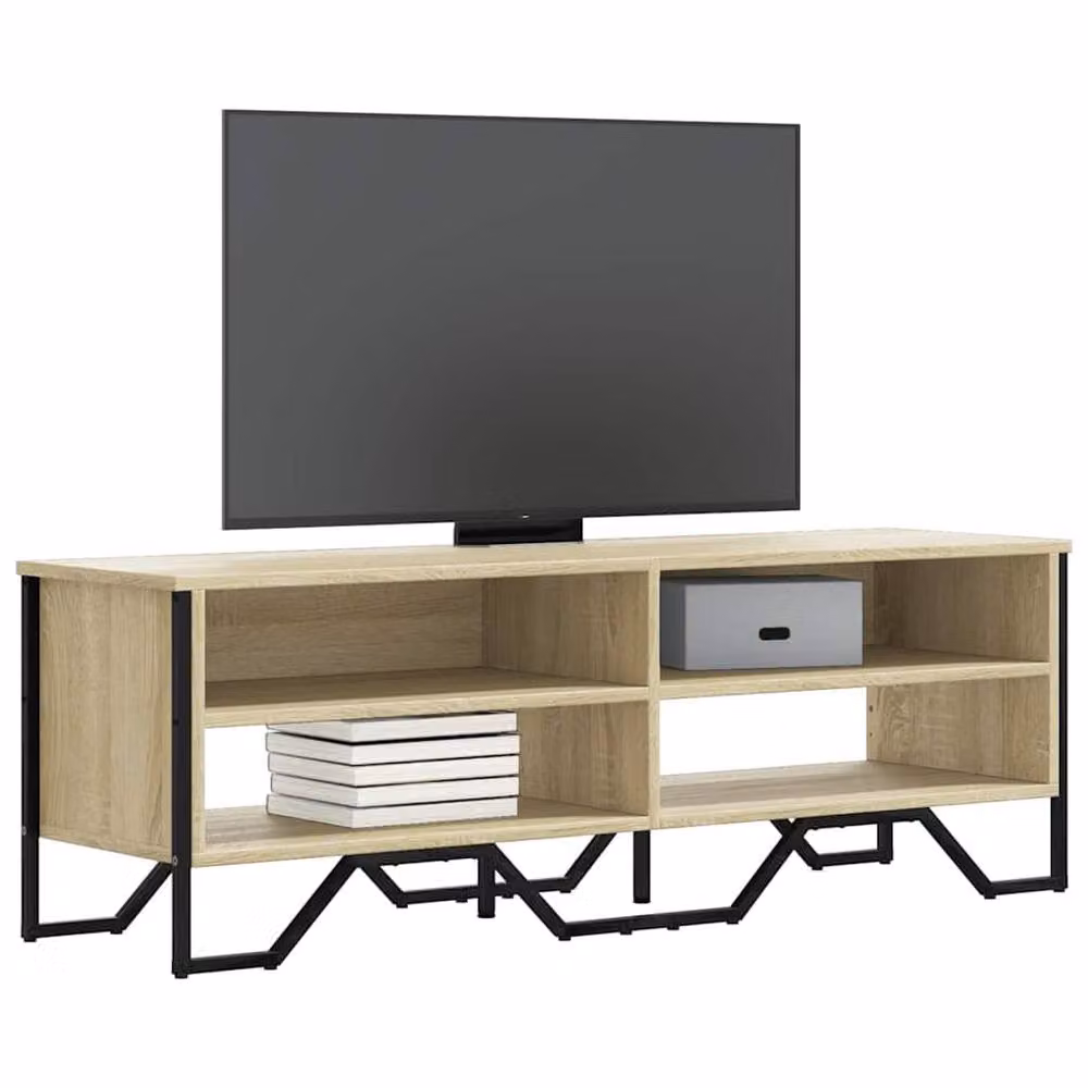 Berkfield Home TV Cabinet in Sonoma Oak and Beige, W/D/H: 122 x 34 x 41 cm – 2