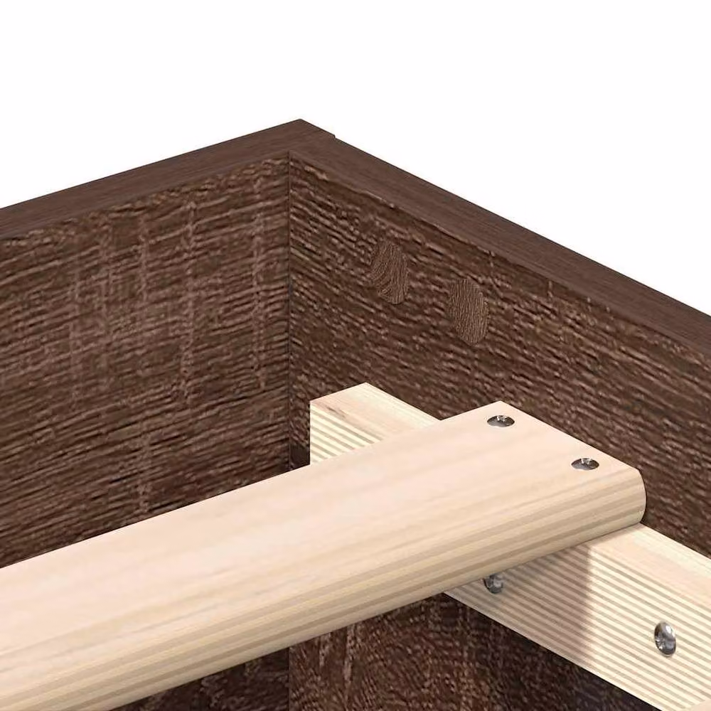 Berkfield Home Durable Oak and Eucalyptus Bed Frame, Brown, W/D/H: 140 x 190 cm – 3