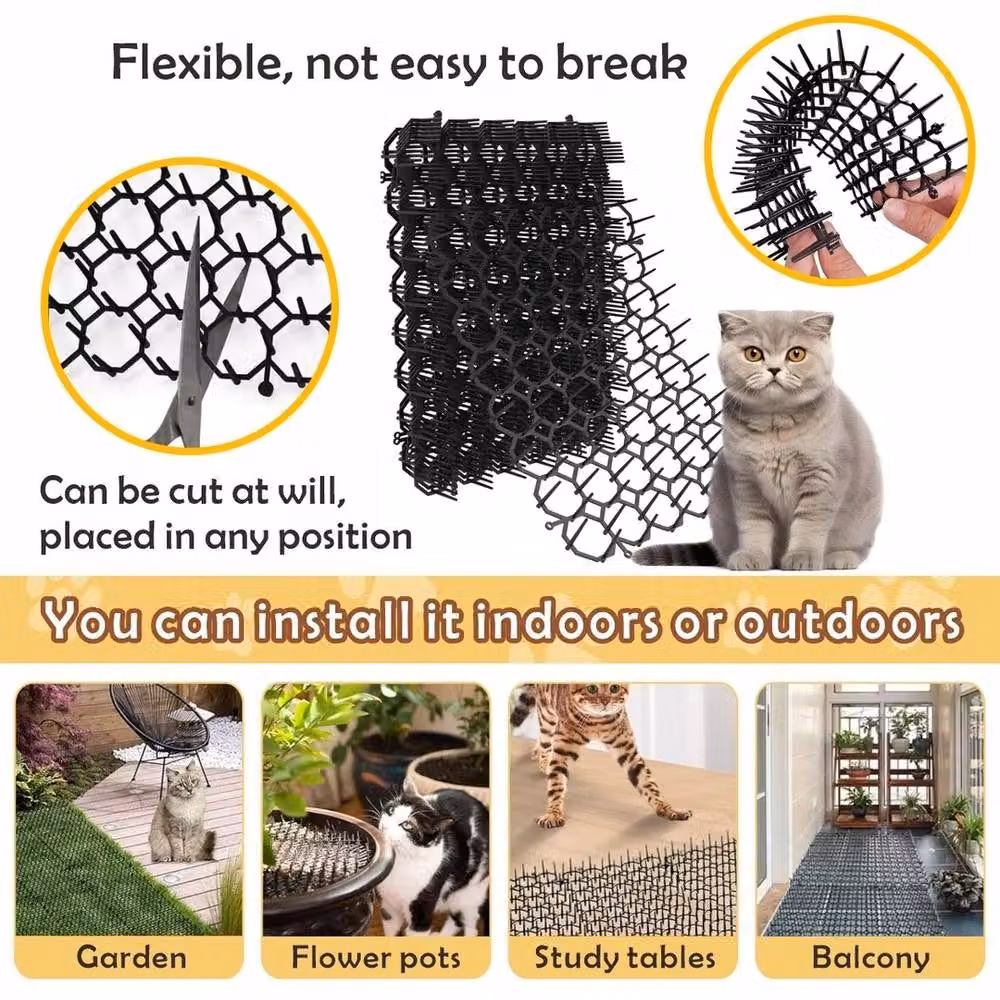 PAWNORA Black Prickle Strip Cat Scat Mat Dig Stopper, 10 Pieces, W/D/H: 20 x 15 x 15 cm – 3