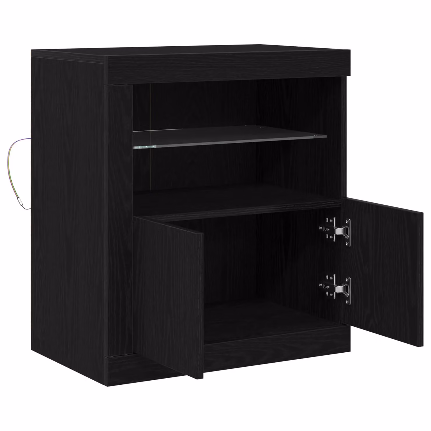 Berkfield Home Modern Black Oak Sideboard with Integrated LED Lights W/D/H: 60.5 x 37 x 67 cm – 4